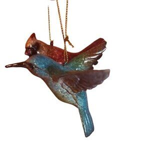Handcrafted Gallery II Cardinal & Hummingbird Hanging  Christmas Ornaments